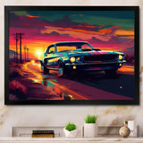 Green And Pink Muscle Car Melodies - Cars Off-Road Canvas Wall Art