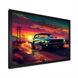 Green And Pink Muscle Car Melodies - Cars Off-Road Canvas Wall Art