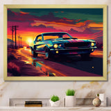 Green And Pink Muscle Car Melodies - Cars Off-Road Canvas Wall Art