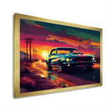 Green And Pink Muscle Car Melodies - Cars Off-Road Canvas Wall Art