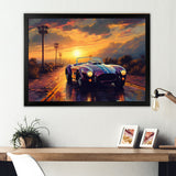 Blue And Yellow Vintage Classic Car - Cars Retro Canvas Wall Art