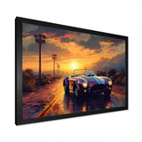 Blue And Yellow Vintage Classic Car - Cars Retro Canvas Wall Art