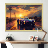 Blue And Yellow Vintage Classic Car - Cars Retro Canvas Wall Art