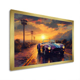 Blue And Yellow Vintage Classic Car - Cars Retro Canvas Wall Art