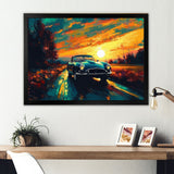 Green And Yellow Vintage Classic Car I - Cars Retro Canvas Wall Art