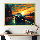 Green And Yellow Vintage Classic Car I - Cars Retro Canvas Wall Art