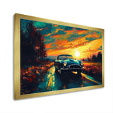 Green And Yellow Vintage Classic Car I - Cars Retro Canvas Wall Art