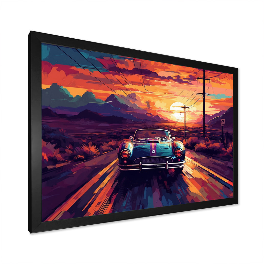 Orange And Purple Vintage Classic Car - Cars Retro Canvas Wall Art