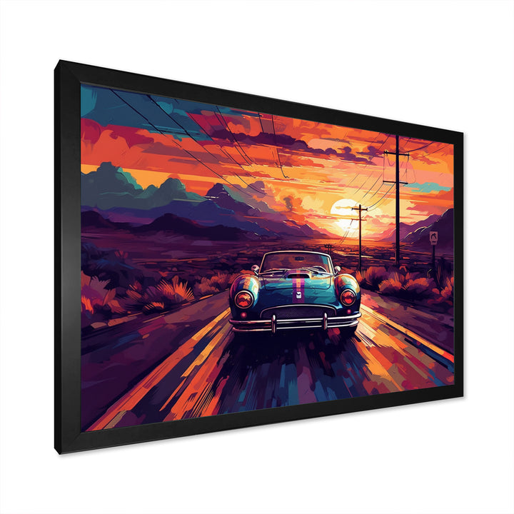 Orange And Purple Vintage Classic Car - Cars Retro Canvas Wall Art