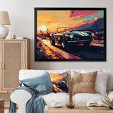 Blue And Yellow Vintage Car Charisma I - Cars Retro Canvas Wall Art