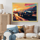 Blue And Yellow Vintage Car Charisma I - Cars Retro Canvas Wall Art