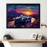 Blue And Purple Vintage Car Charisma - Cars Retro Canvas Wall Art
