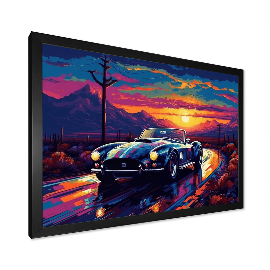 Blue And Purple Vintage Car Charisma - Cars Retro Canvas Wall Art