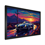 Blue And Purple Vintage Car Charisma - Cars Retro Canvas Wall Art
