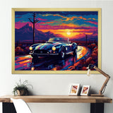 Blue And Purple Vintage Car Charisma - Cars Retro Canvas Wall Art