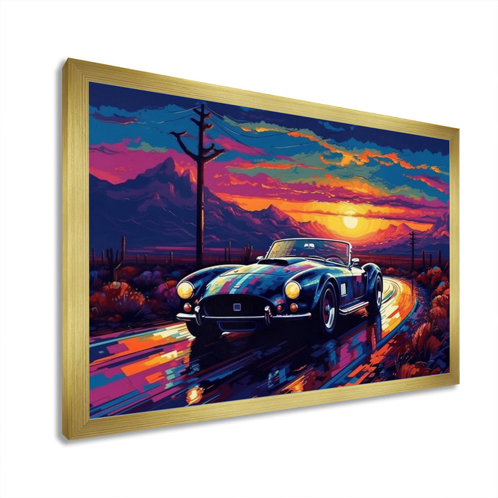 Blue And Purple Vintage Car Charisma - Cars Retro Canvas Wall Art