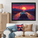 Pink And Blue Vintage Car Charisma - Cars Retro Canvas Wall Art