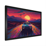Pink And Blue Vintage Car Charisma - Cars Retro Canvas Wall Art