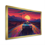 Pink And Blue Vintage Car Charisma - Cars Retro Canvas Wall Art