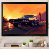 Yellow And Purple Artistic Portrayals Of Muscle Cars - Cars Off-Road Canvas Wall Art
