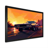 Yellow And Purple Artistic Portrayals Of Muscle Cars - Cars Off-Road Canvas Wall Art