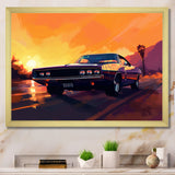 Yellow And Purple Artistic Portrayals Of Muscle Cars - Cars Off-Road Canvas Wall Art