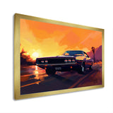 Yellow And Purple Artistic Portrayals Of Muscle Cars - Cars Off-Road Canvas Wall Art
