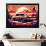 Orange And Purple Artistic Portrayals Of Muscle Cars - Cars Off-Road Canvas Wall Art