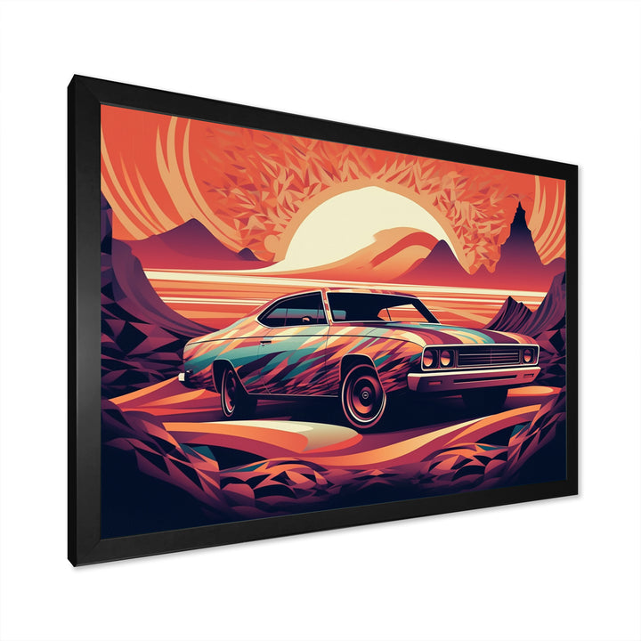 Orange And Purple Artistic Portrayals Of Muscle Cars - Cars Off-Road Canvas Wall Art