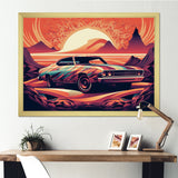 Orange And Purple Artistic Portrayals Of Muscle Cars - Cars Off-Road Canvas Wall Art