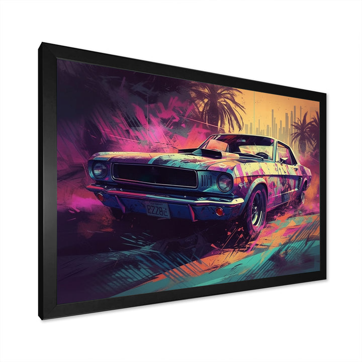 Pink And Green Exquisite Muscle Cars I - Cars Off-Road Canvas Wall Art