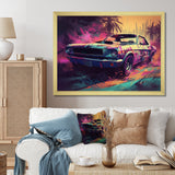 Pink And Green Exquisite Muscle Cars I - Cars Off-Road Canvas Wall Art