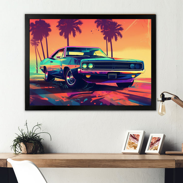 Green And Orange Exquisite Muscle Cars - Cars Off-Road Canvas Wall Art