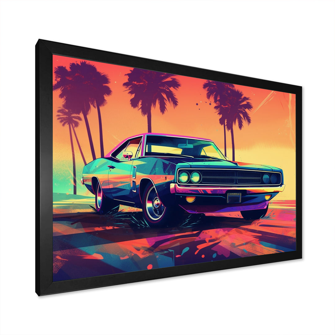Green And Orange Exquisite Muscle Cars - Cars Off-Road Canvas Wall Art