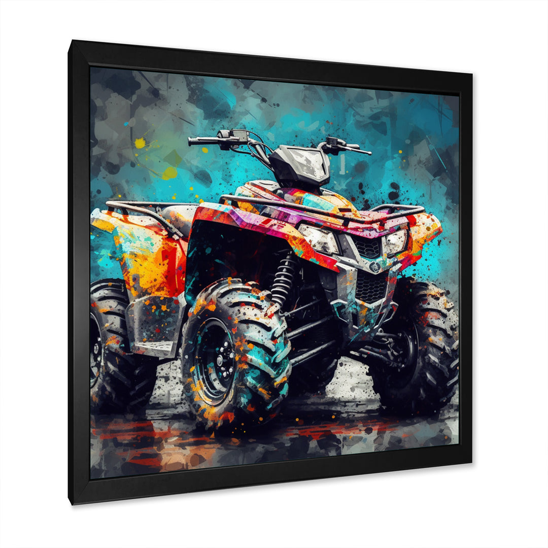 Green And Black Conquering Off road 4x4 - Motorcycle Canvas Wall Art