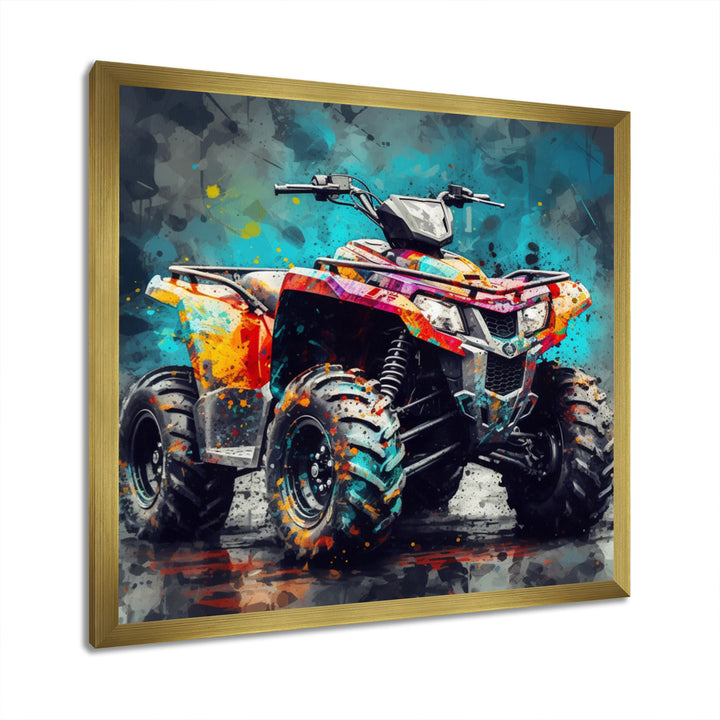 Green And Black Conquering Off road 4x4 - Motorcycle Canvas Wall Art