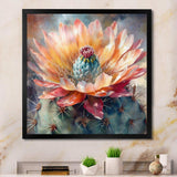 Orange Green Cactus Flower III - Floral Canvas Wall Art