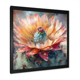 Orange Green Cactus Flower III - Floral Canvas Wall Art