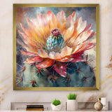 Orange Green Cactus Flower III - Floral Canvas Wall Art