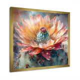 Orange Green Cactus Flower III - Floral Canvas Wall Art