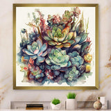 Green Red Cactus Scenery III - Floral Canvas Wall Art