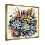 Green Red Cactus Scenery III - Floral Canvas Wall Art