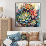 Green Red Cactus Scenery IV - Floral Canvas Wall Art