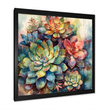 Green Red Cactus Scenery IV - Floral Canvas Wall Art