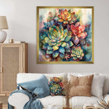 Green Red Cactus Scenery IV - Floral Canvas Wall Art