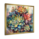 Green Red Cactus Scenery IV - Floral Canvas Wall Art