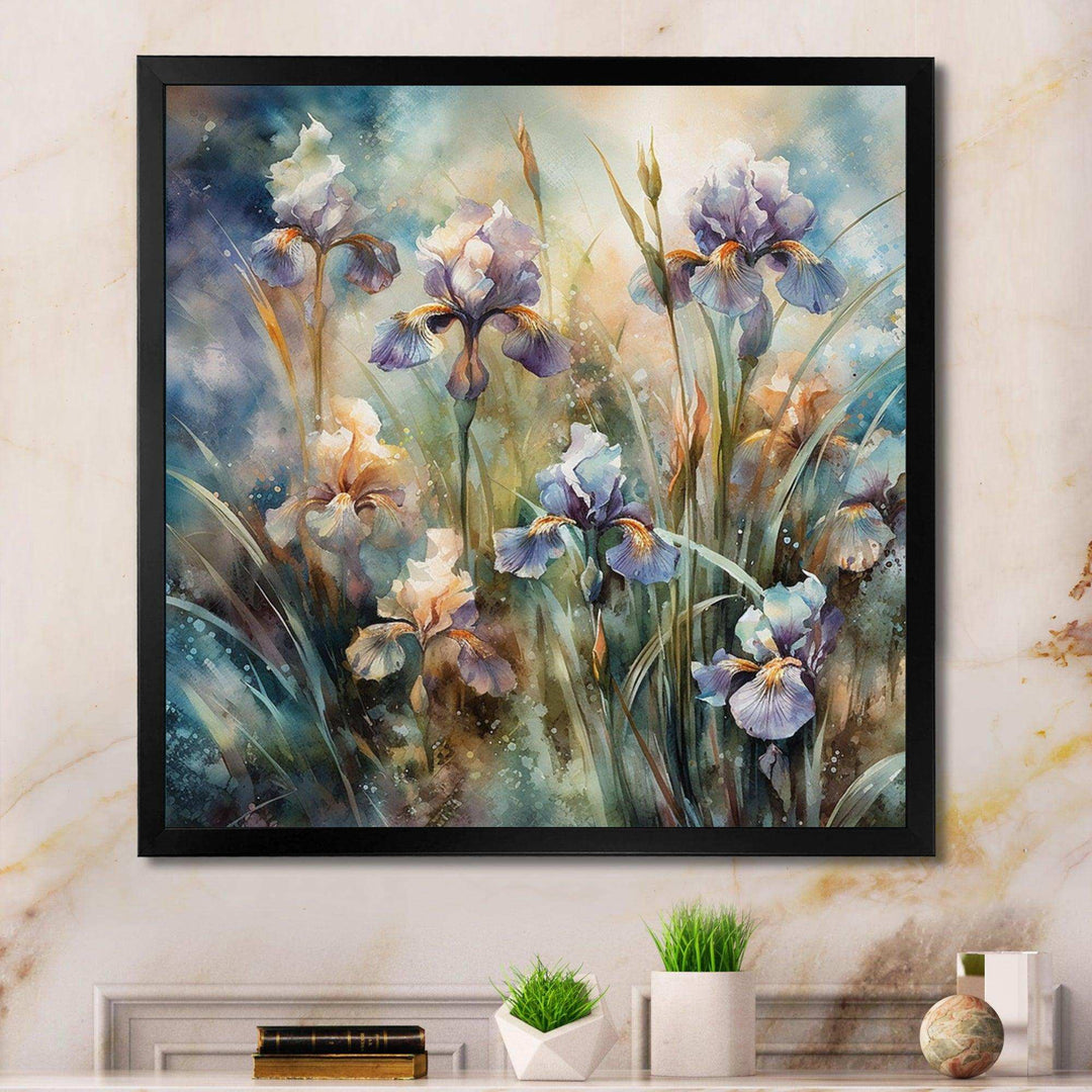 Purple Green Wild Iris I - Floral Canvas Wall Art