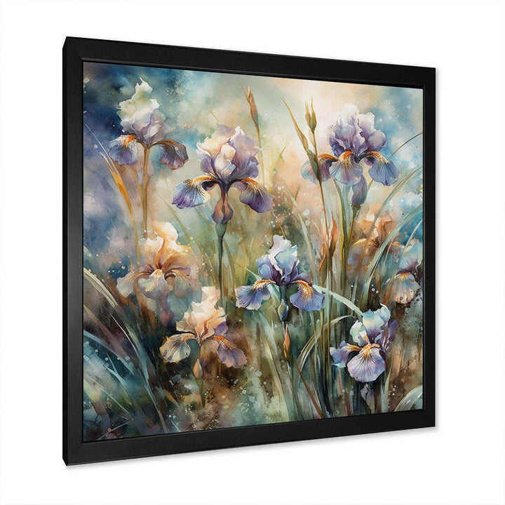 Purple Green Wild Iris I - Floral Canvas Wall Art