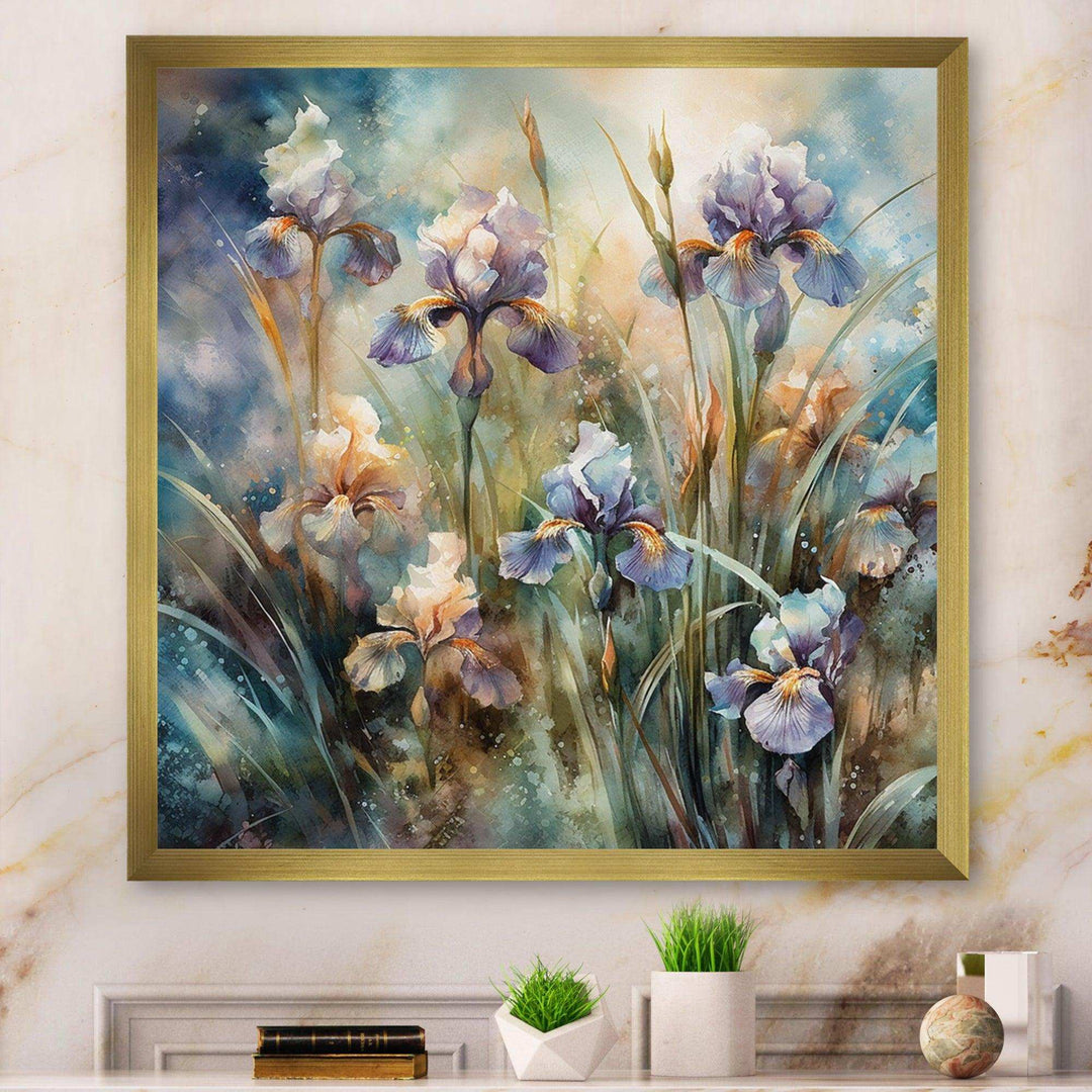 Purple Green Wild Iris I - Floral Canvas Wall Art