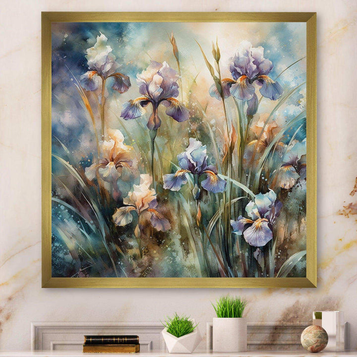 Purple Green Wild Iris I - Floral Canvas Wall Art